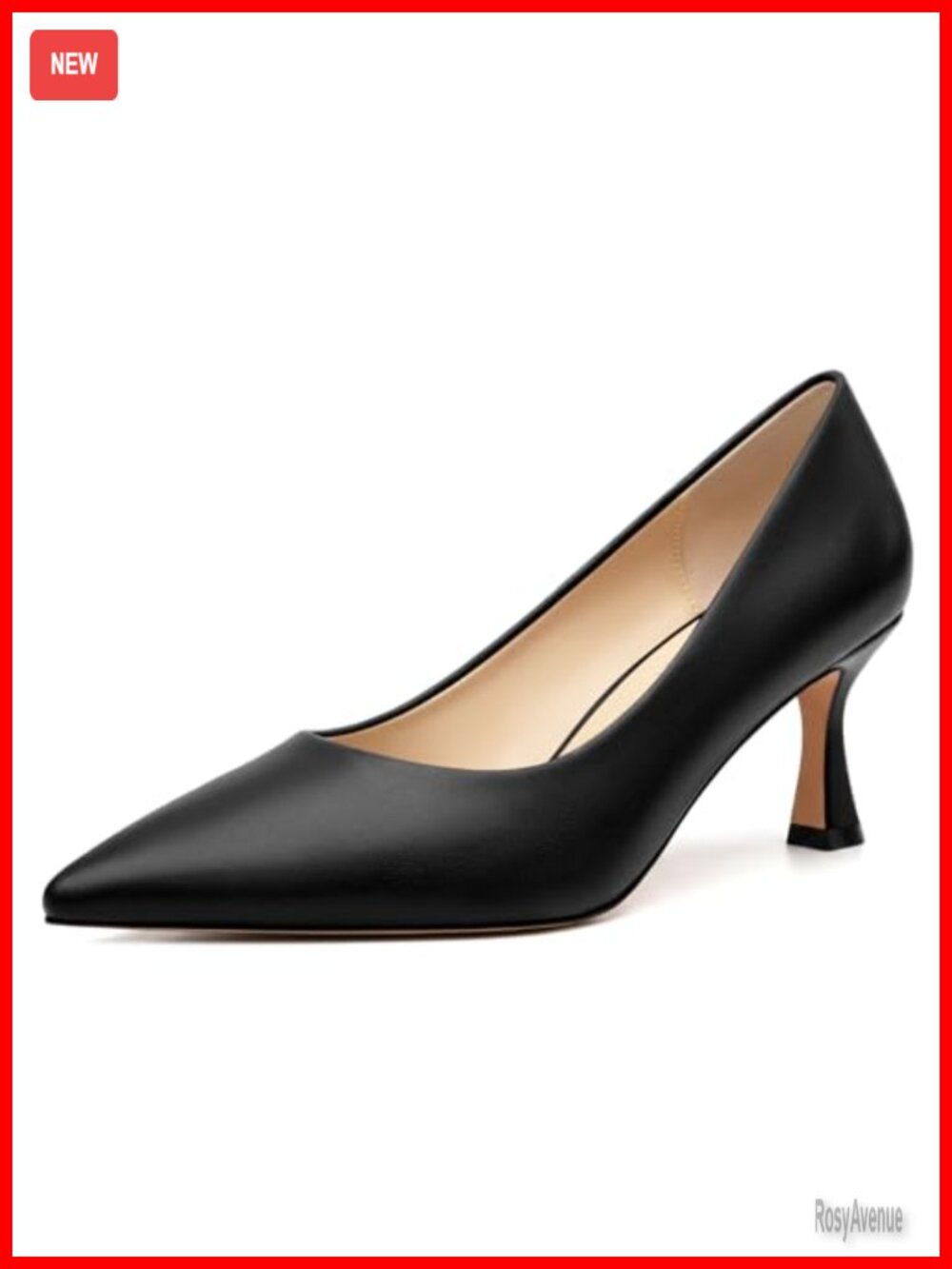 Women's Pointed Toe Kitten Heel Slip On Pumps Faux Leather Dress Shoes